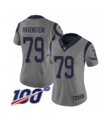 Women's Los Angeles Rams #79 Rob Havenstein Limited Gray Inverted Legend 100th Season Football Jersey