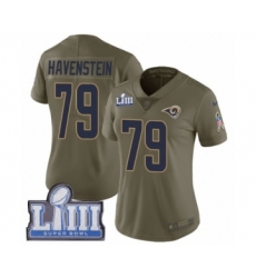 Women's Nike Los Angeles Rams #79 Rob Havenstein Limited Olive 2017 Salute to Service Super Bowl LIII Bound NFL Jersey