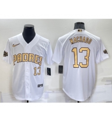 Men's San Diego Padres #13 Manny Machado Number White 2022 All Star Stitched Cool Base Nike Jersey