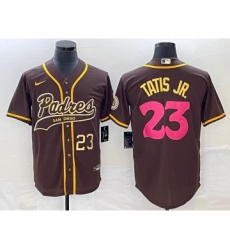 Men's San Diego Padres #23 Fernando Tatis Jr Number Brown NEW 2023 City Connect Cool Base Stitched Jersey