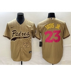 Men's San Diego Padres #23 Fernando Tatis Jr Number Tan NEW 2023 City Connect Cool Base Stitched Jersey