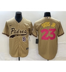 Men's San Diego Padres #23 Fernando Tatis Jr Tan NEW 2023 City Connect Cool Base Stitched Jersey 1