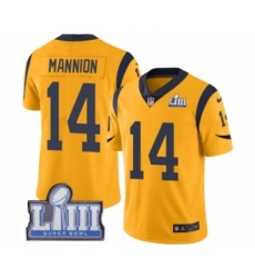 Men's Nike Los Angeles Rams #14 Sean Mannion Limited Gold Rush Vapor Untouchable Super Bowl LIII Bound NFL Jersey