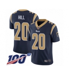 Men's Los Angeles Rams #20 Troy Hill Navy Blue Team Color Vapor Untouchable Limited Player 100th Season Football Jersey