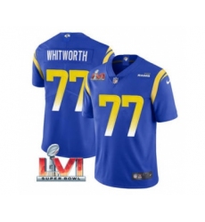 Men's Los Angeles Rams #77 Andrew Whitworth Royal 2022 Super Bowl LVI Vapor Limited Stitched Jersey