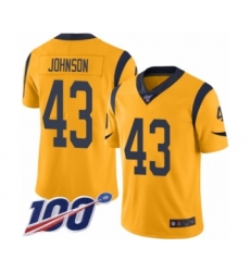 Men's Los Angeles Rams #43 John Johnson Limited Gold Rush Vapor Untouchable 100th Season Football Jersey