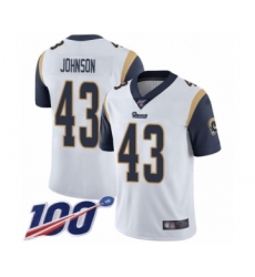 Men's Los Angeles Rams #43 John Johnson White Vapor Untouchable Limited Player 100th Season Football Jersey