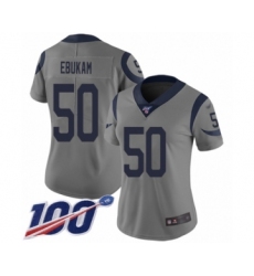 Women's Los Angeles Rams #50 Samson Ebukam Limited Gray Inverted Legend 100th Season Football Jersey