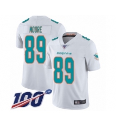 Men's Miami Dolphins #89 Nat Moore White Vapor Untouchable Limited Player 100th Season Football Jersey