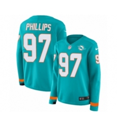 Women's Nike Miami Dolphins #97 Jordan Phillips Limited Aqua Therma Long Sleeve NFL Jersey