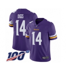 Men's Minnesota Vikings #14 Stefon Diggs Purple Team Color Vapor Untouchable Limited Player 100th Season Football Jersey