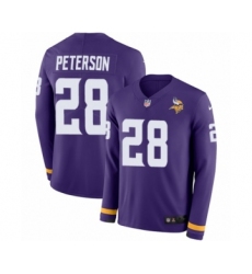 Men's Nike Minnesota Vikings #28 Adrian Peterson Limited Purple Therma Long Sleeve NFL Jersey