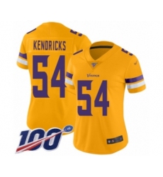 Women's Minnesota Vikings #54 Eric Kendricks Limited Gold Inverted Legend 100th Season Football Jersey