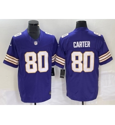 Men's Nike Minnesota Vikings #80 Cris Carter Purple 2023 F.U.S.E. Vapor Limited Throwback Stitched Jersey