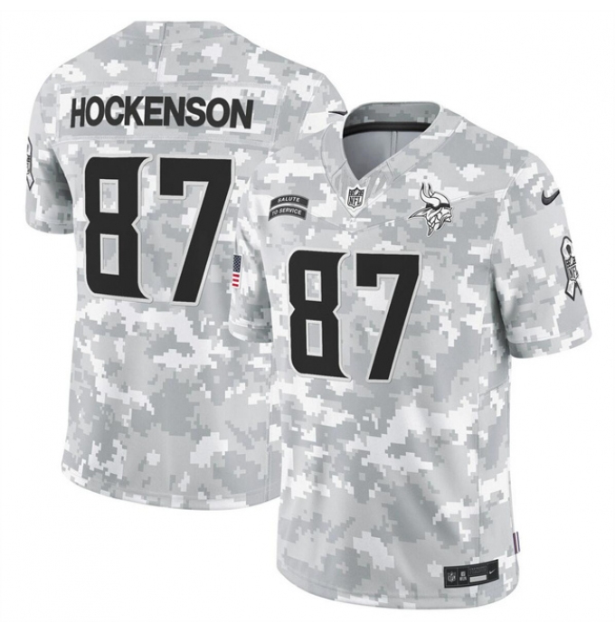 Men's Minnesota Vikings #87 T.J. Hockenson 2024 F.U.S.E Arctic Camo Salute To Service Limited Stitched Football Jersey