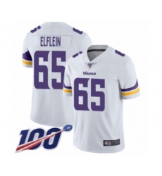 Men's Minnesota Vikings #65 Pat Elflein White Vapor Untouchable Limited Player 100th Season Football Jersey