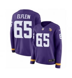 Women's Nike Minnesota Vikings #65 Pat Elflein Limited Purple Therma Long Sleeve NFL Jersey