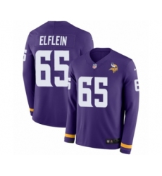 Youth Nike Minnesota Vikings #65 Pat Elflein Limited Purple Therma Long Sleeve NFL Jersey