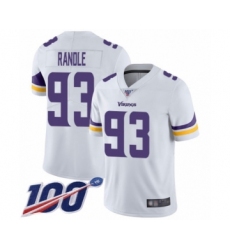 Men's Minnesota Vikings #93 John Randle White Vapor Untouchable Limited Player 100th Season Football Jersey