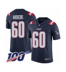 Men's New England Patriots #60 David Andrews Limited Navy Blue Rush Vapor Untouchable 100th Season Football Jersey
