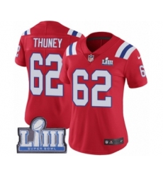 Women's Nike New England Patriots #62 Joe Thuney Red Alternate Vapor Untouchable Limited Player Super Bowl LIII Bound NFL Jersey