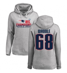 Women's Nike New England Patriots #68 LaAdrian Waddle Heather Gray 2017 AFC Champions Pullover Hoodie
