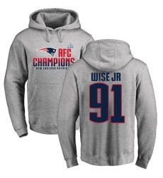 Nike New England Patriots #91 Deatrich Wise Jr Heather Gray 2017 AFC Champions Pullover Hoodie