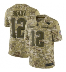 Men's Nike New England Patriots #12 Tom Brady Limited Camo 2018 Salute to Service NFL Jersey