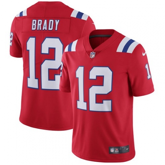 Men's Nike New England Patriots #12 Tom Brady Red Alternate Vapor Untouchable Limited Player NFL Jersey