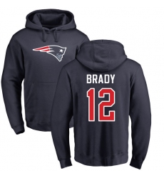 NFL Nike New England Patriots #12 Tom Brady Navy Blue Name & Number Logo Pullover Hoodie