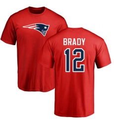 NFL Nike New England Patriots #12 Tom Brady Red Name & Number Logo T-Shirt