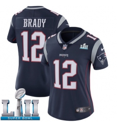 Women's Nike New England Patriots #12 Tom Brady Navy Blue Team Color Vapor Untouchable Limited Player Super Bowl LII NFL Jersey