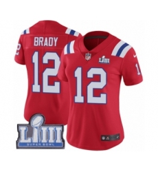 Women's Nike New England Patriots #12 Tom Brady Red Alternate Vapor Untouchable Limited Player Super Bowl LIII Bound NFL Jersey