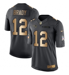 Youth Nike New England Patriots #12 Tom Brady Limited Black/Gold Salute to Service NFL Jersey