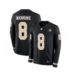 Youth Nike New Orleans Saints #8 Archie Manning Limited Black Therma Long Sleeve NFL Jersey