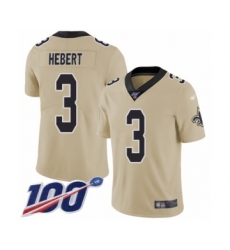 Men's New Orleans Saints #3 Bobby Hebert Limited Gold Inverted Legend 100th Season Football Jersey
