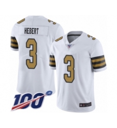 Men's New Orleans Saints #3 Bobby Hebert Limited White Rush Vapor Untouchable 100th Season Football Jersey