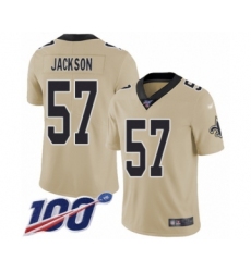 Men's New Orleans Saints #57 Rickey Jackson Limited Gold Inverted Legend 100th Season Football Jersey