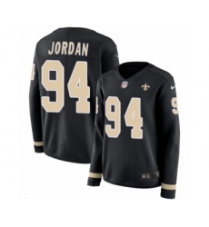 Women's Nike New Orleans Saints #94 Cameron Jordan Limited Black Therma Long Sleeve NFL Jersey
