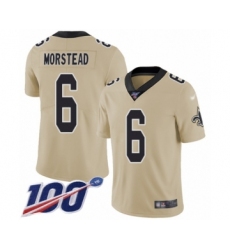 Men's New Orleans Saints #6 Thomas Morstead Limited Gold Inverted Legend 100th Season Football Jersey