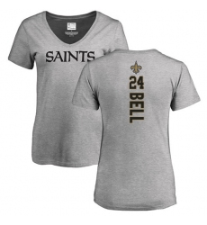 NFL Women's Nike New Orleans Saints #24 Vonn Bell Ash Backer V-Neck T-Shirt