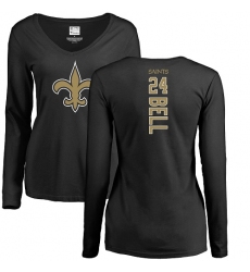 NFL Women's Nike New Orleans Saints #24 Vonn Bell Black Backer Slim Fit Long Sleeve T-Shirt