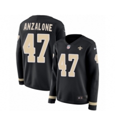Women's Nike New Orleans Saints #47 Alex Anzalone Limited Black Therma Long Sleeve NFL Jersey