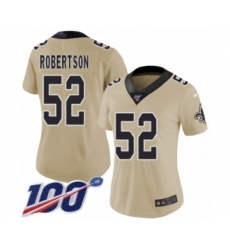 Women's New Orleans Saints #52 Craig Robertson Limited Gold Inverted Legend 100th Season Football Jersey