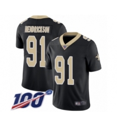 Men's New Orleans Saints #91 Trey Hendrickson Black Team Color Vapor Untouchable Limited Player 100th Season Football Jersey