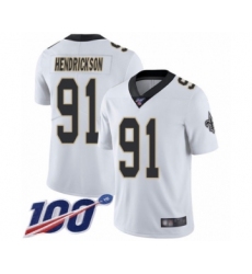 Men's New Orleans Saints #91 Trey Hendrickson White Vapor Untouchable Limited Player 100th Season Football Jersey