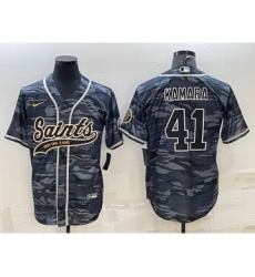 Men's New Orleans Saints #41 Alvin Kamara Grey Camo With Patch Cool Base Stitched Baseball Jersey