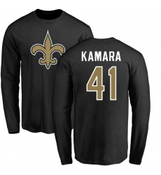 NFL Nike New Orleans Saints #41 Alvin Kamara Black Name & Number Logo Long Sleeve T-Shirt