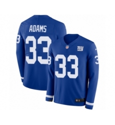 Men's Nike New York Giants #33 Andrew Adams Limited Royal Blue Therma Long Sleeve NFL Jersey