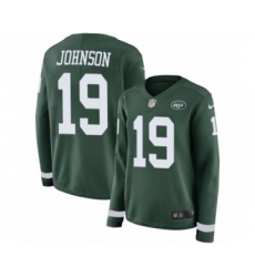 Women's Nike New York Jets #19 Keyshawn Johnson Limited Green Therma Long Sleeve NFL Jersey